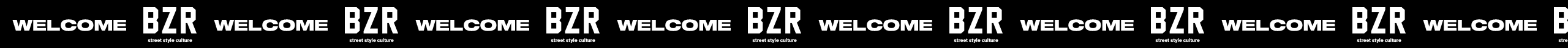Video with the BZR Street style culture logo in white and the word welcome in white on a black background