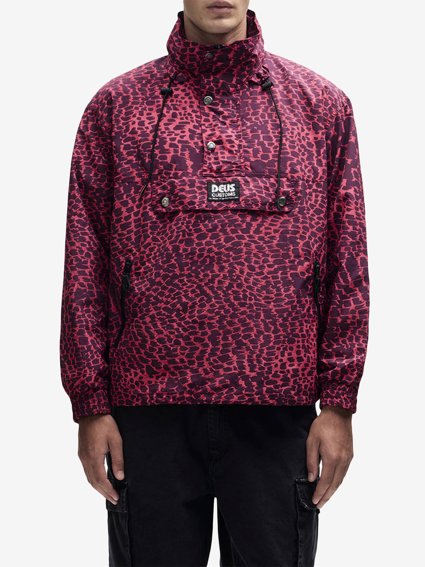 Casaco Corta-Vento com Capuz Deus Ex Machina Zanzibar Estampado Rosa