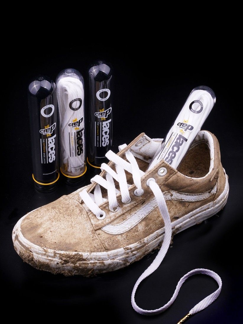 Crep Protect White Flat Laces