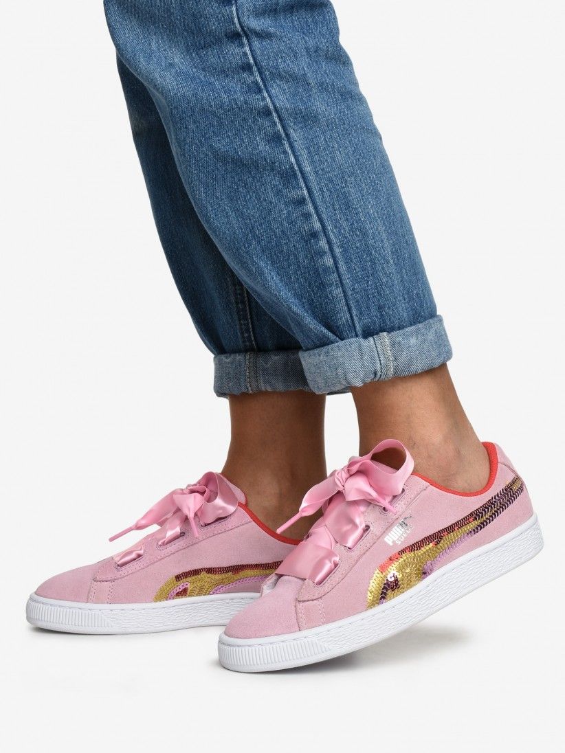 puma suede heart amarillo
