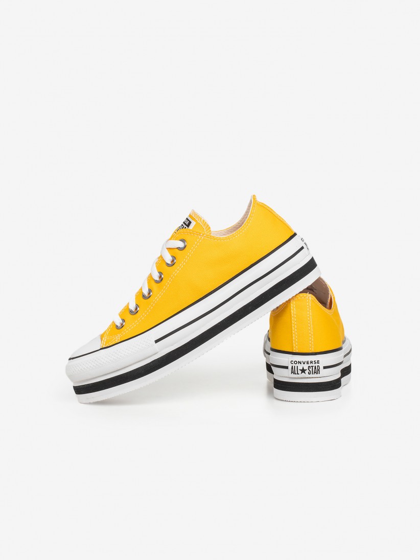 converse yellow all star clean lift platform trainers
