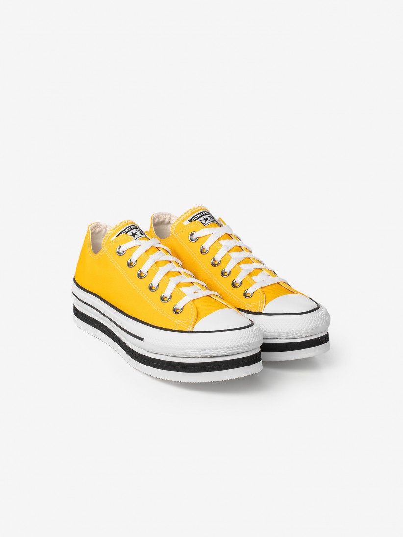 converse yellow all star clean lift platform trainers