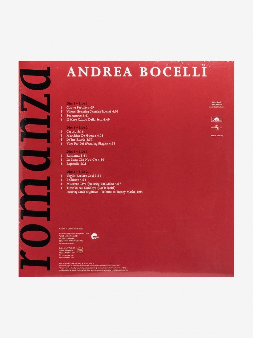 Disco de Vinilo Andrea Bocelli - Romanza
