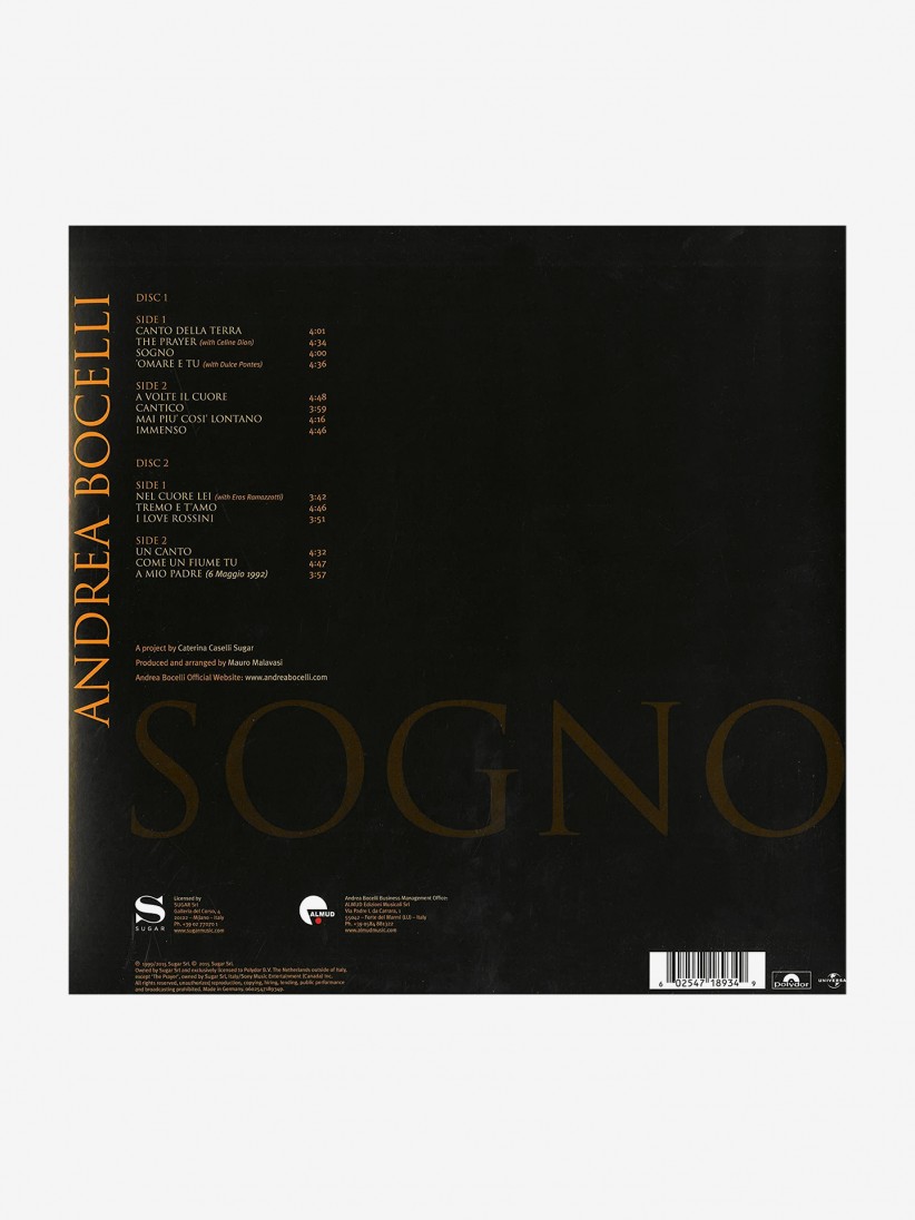 Andrea Bocelli - Sogno Vinyl Record