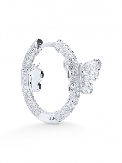 YDILIC Butterfly Large Silver Hoops