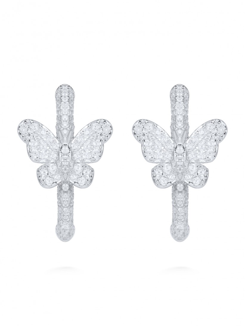 YDILIC Butterfly Large Silver Hoops