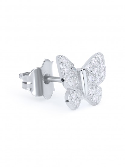 YDILIC Butterfly Large Silver Earrings