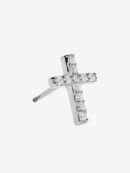 YDILIC Plain Shine Cross Silver Earring