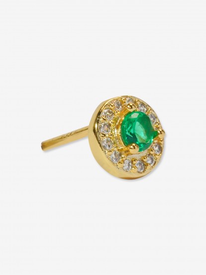 YDILIC Round Green Circle Glow Gold Earring