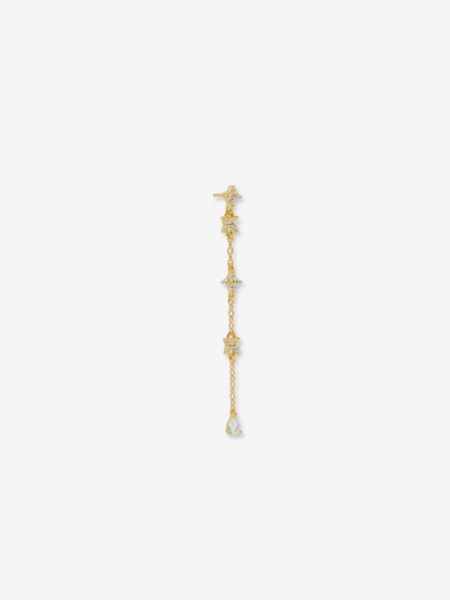YDILIC Long Flower Drops Gold Earring YDILIC Long Flower Drops Gold Earring