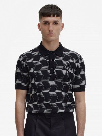 Fred Perry Chevron Stripe Knitted Polo Shirt
