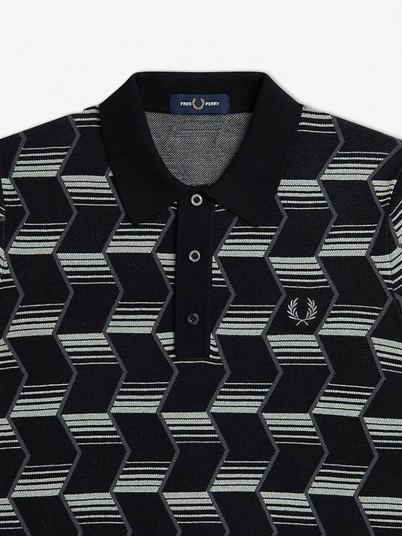 Fred Perry Chevron Stripe Knitted Polo Shirt