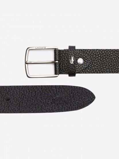 Lacoste Engraved Square Buckle Grained Leather Belt