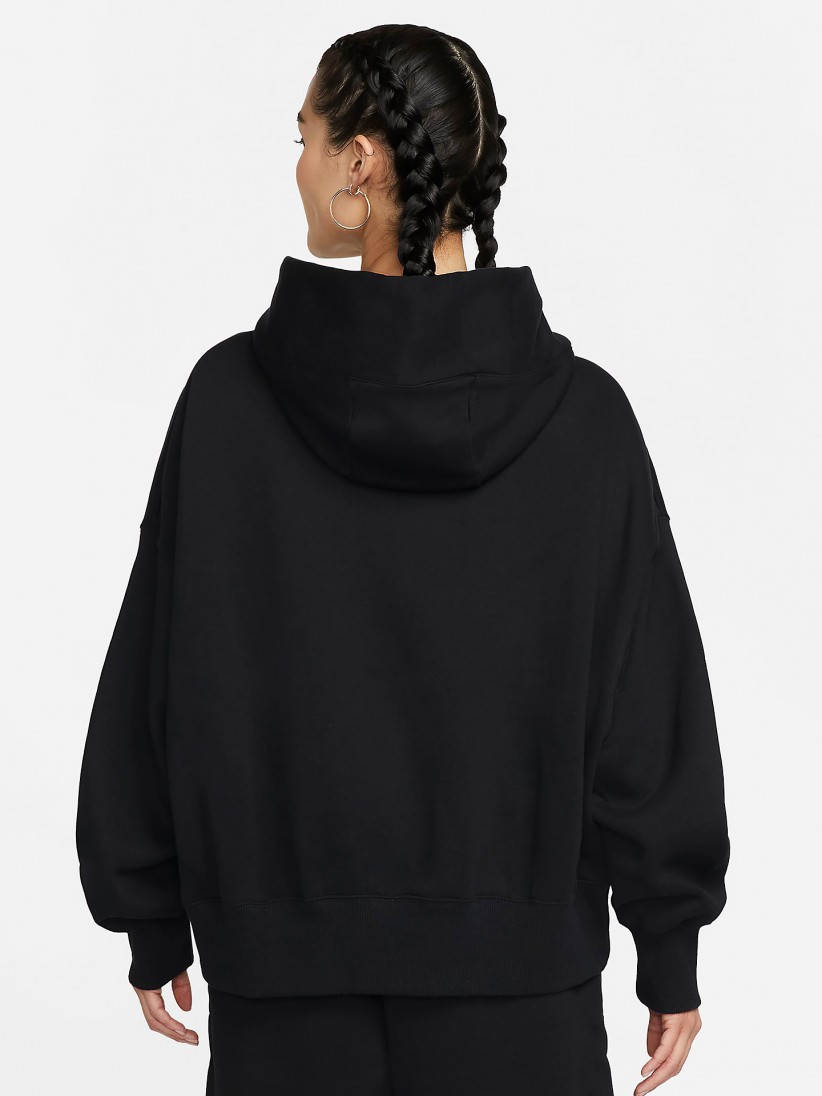Camisola com Capuz Nike Sportswear Phoenix Fleece Oversized Preta Para Mulher