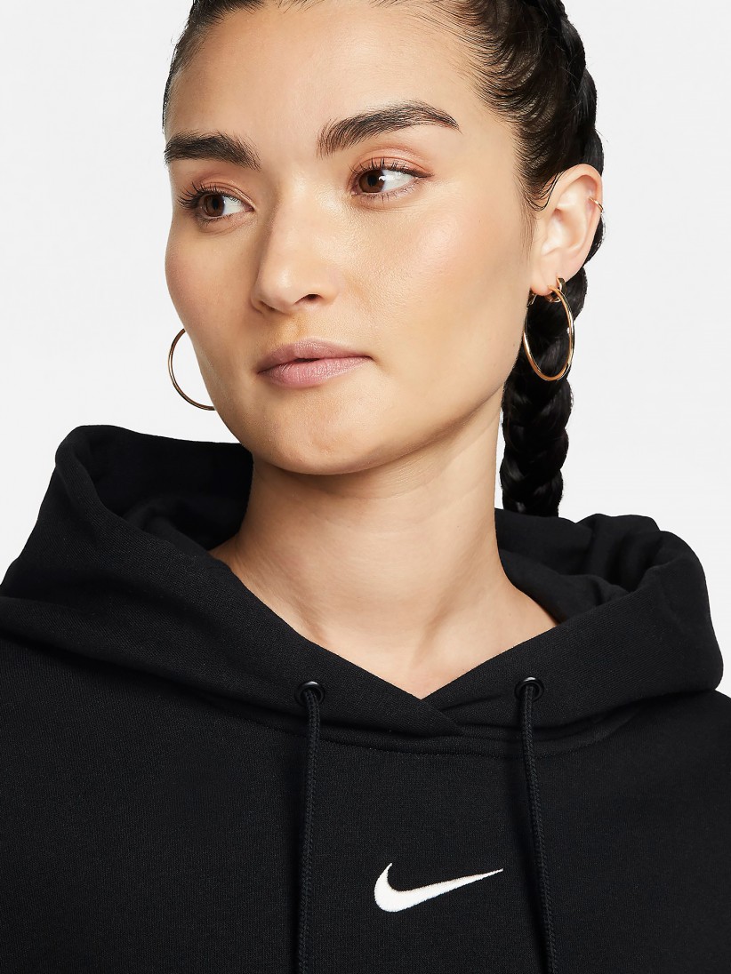Camisola com Capuz Nike Sportswear Phoenix Fleece Oversized Preta Para Mulher