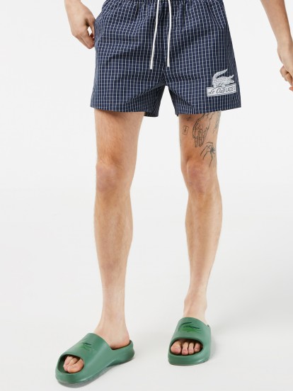 Lacoste Recycled Polyester Checked Swimming Shorts