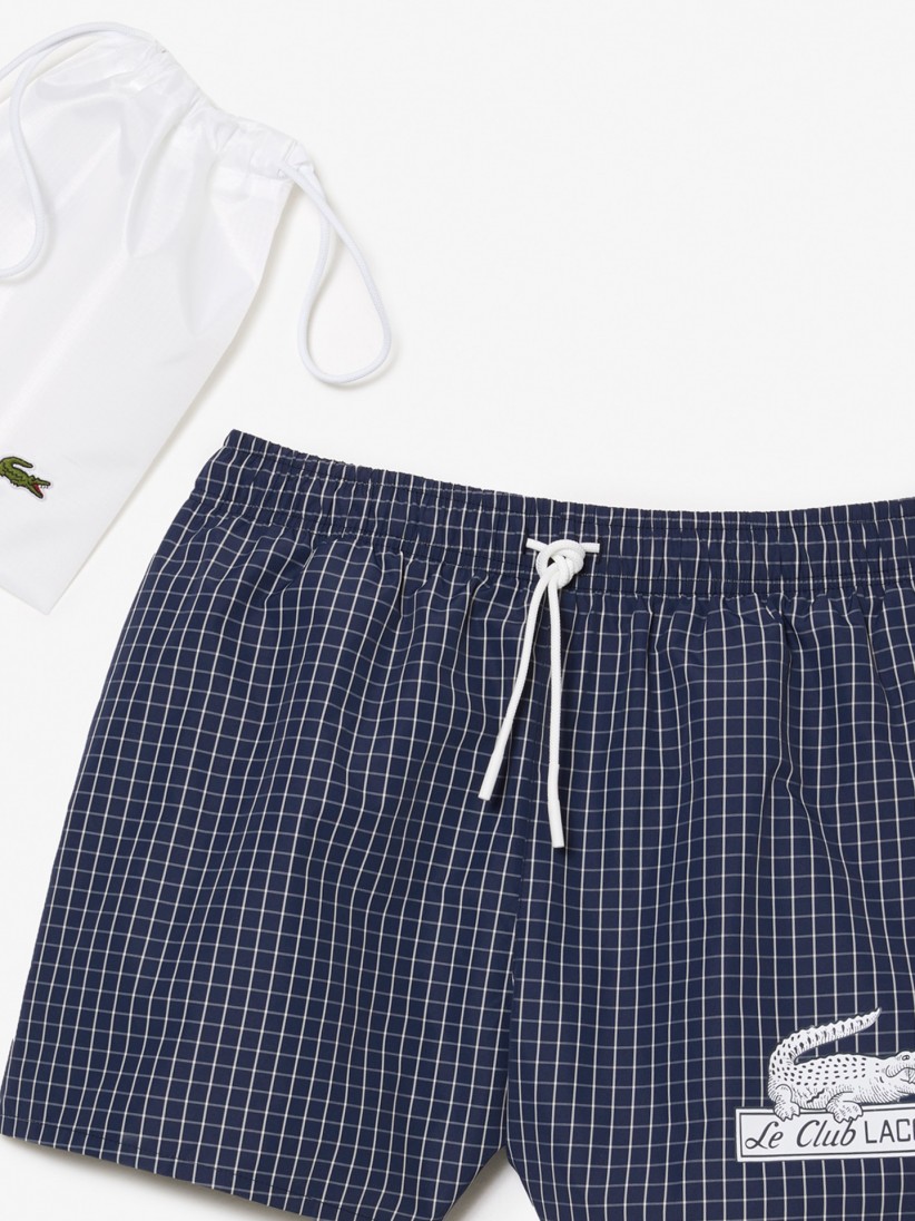 Lacoste Recycled Polyester Checked Swimming Shorts