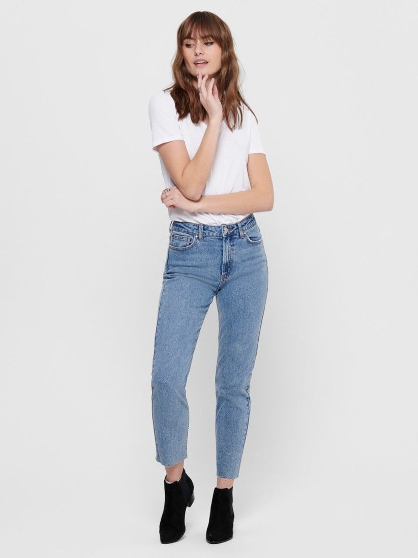 Only ONLEmily High Waist Raw Cropped Ankle Trousers