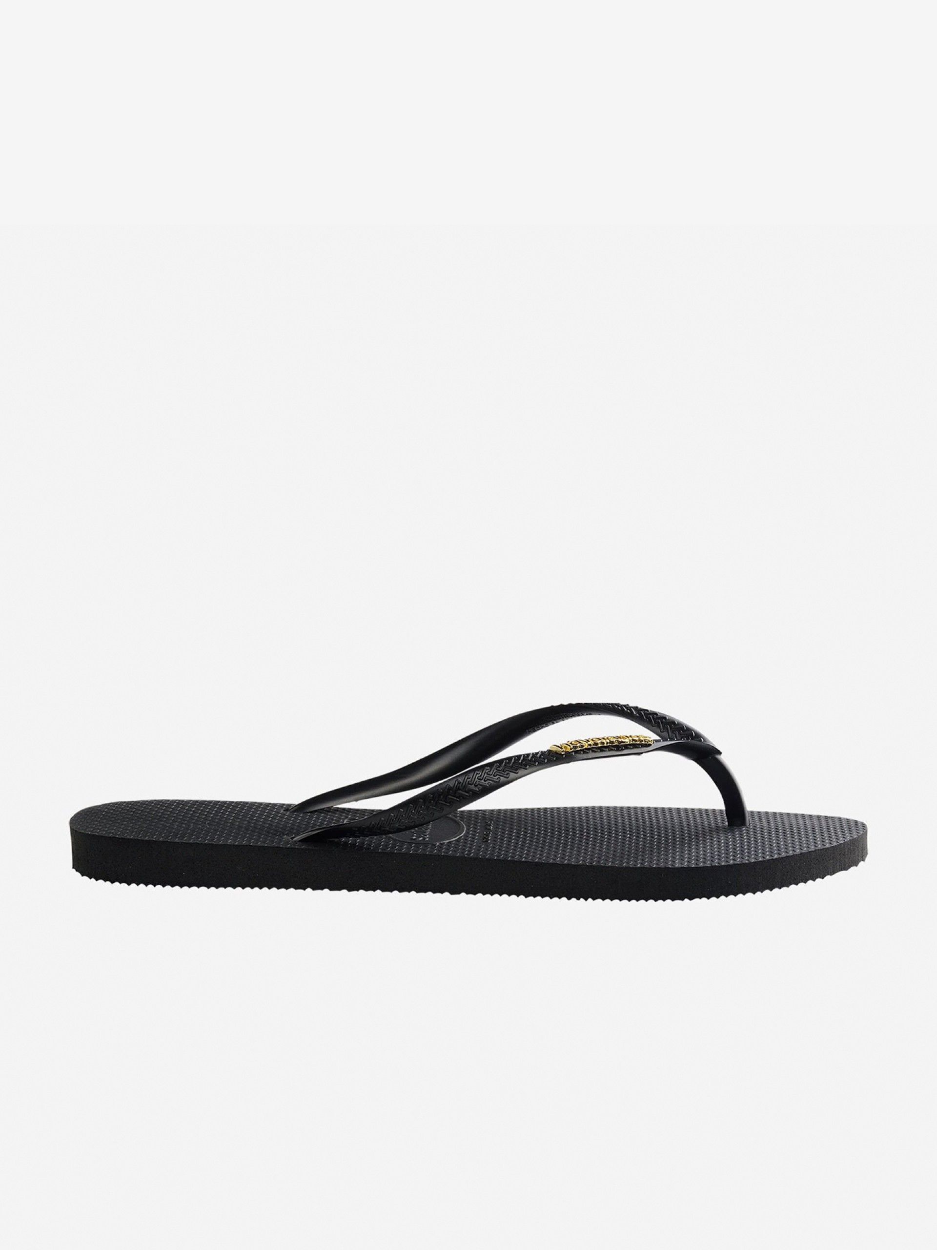Chinelos Havaianas Slim Logo Metallic Pretos