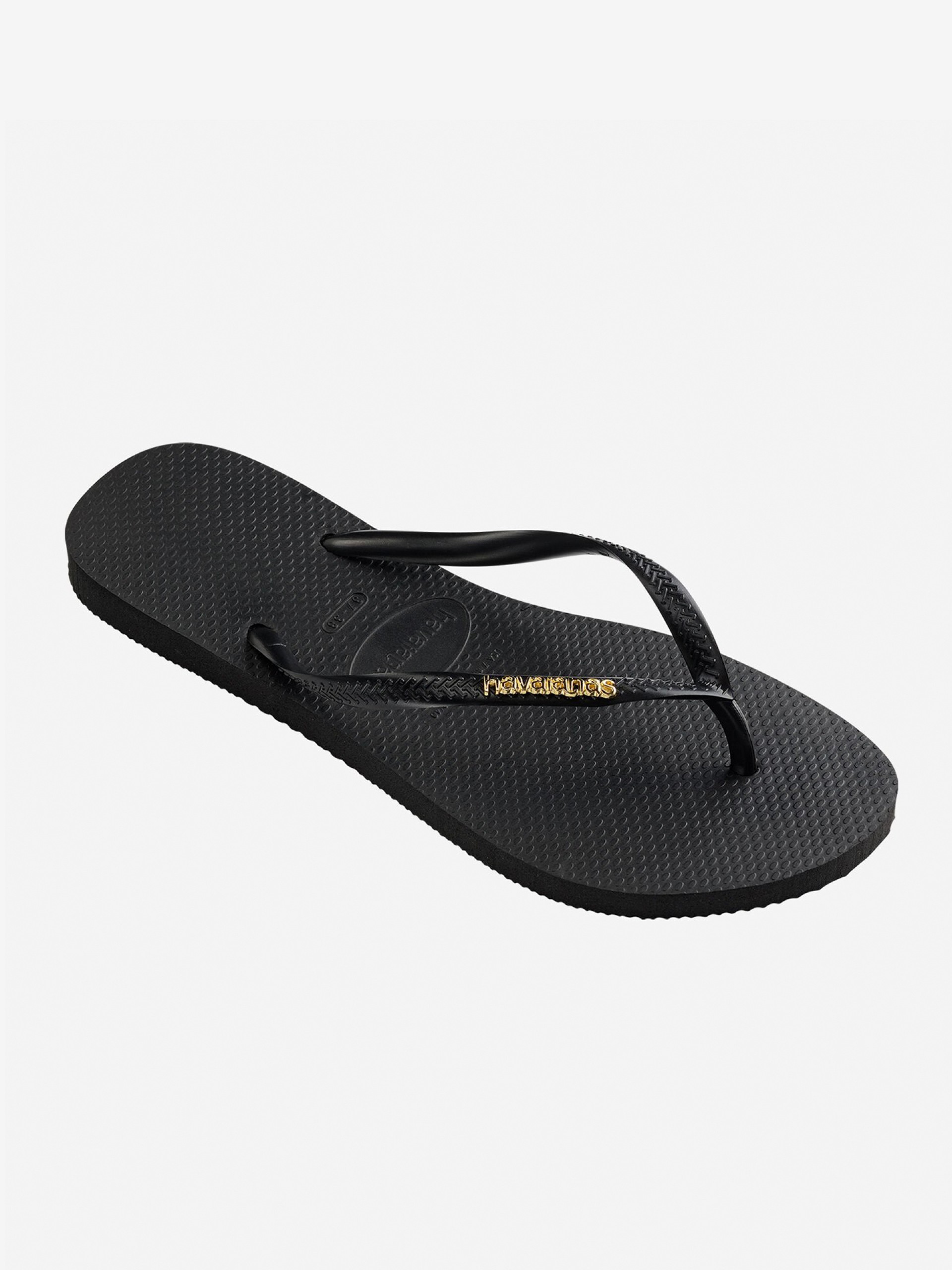 Chinelos Havaianas Slim Logo Metallic Pretos