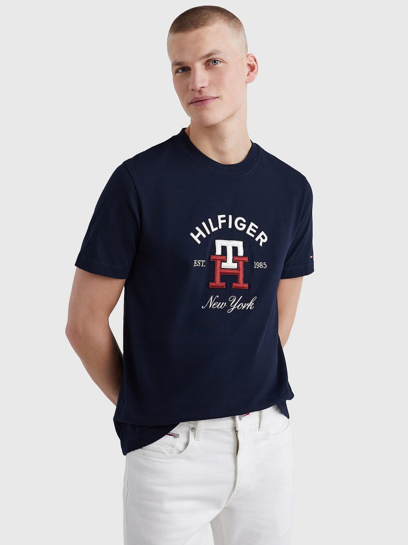 Tommy Hilfiger Curved BZR - Online MW0MW30043-DW5 Monogram Embroidery | T-shirt