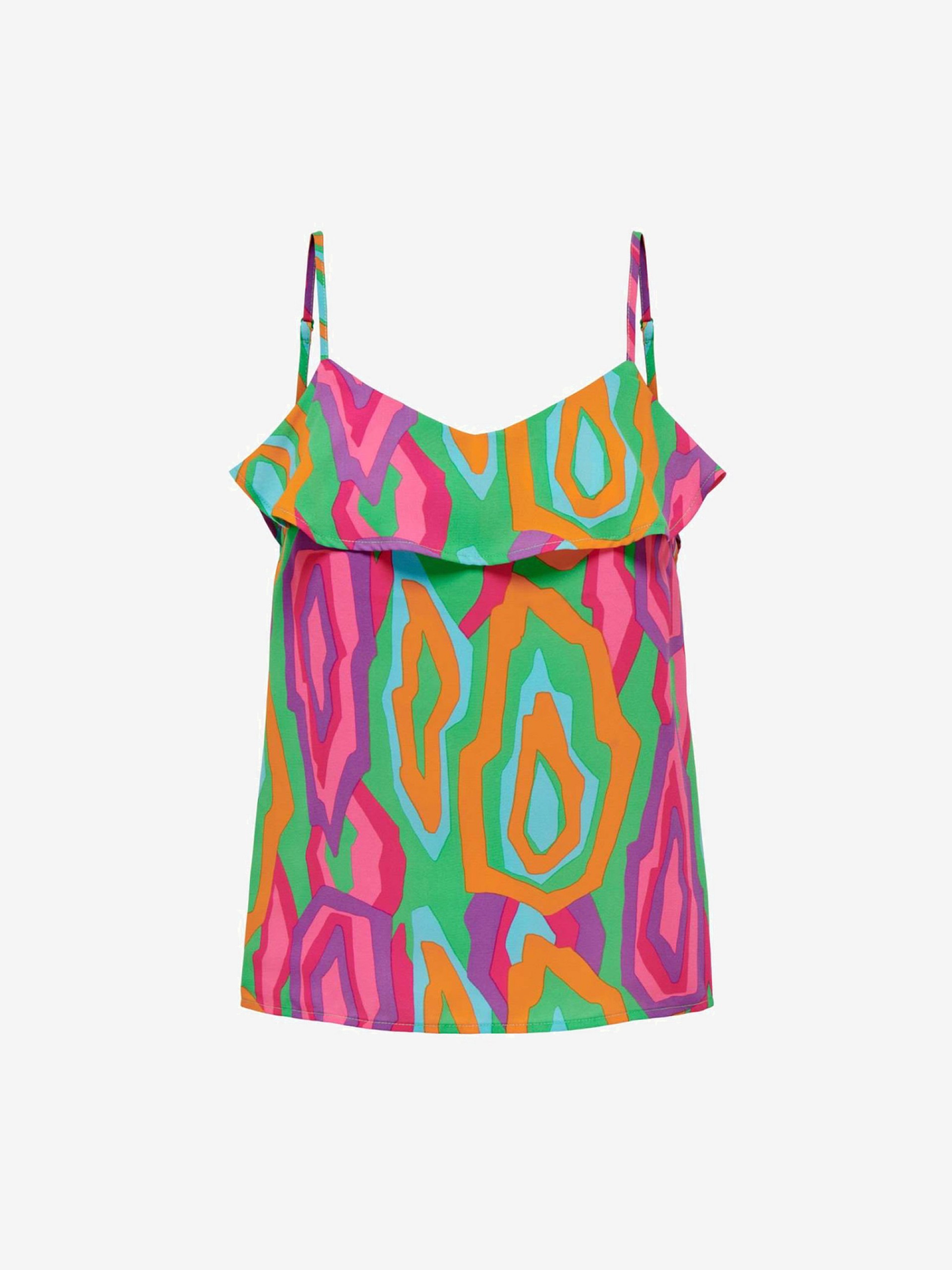 T-shirt Only ONLAlma Life Poly Frill Singlet Aop