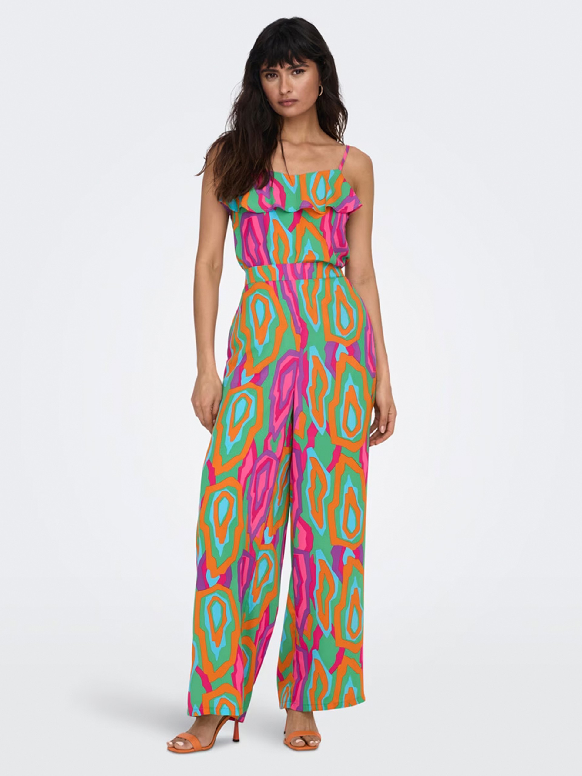 T-shirt Only ONLAlma Life Poly Frill Singlet Aop