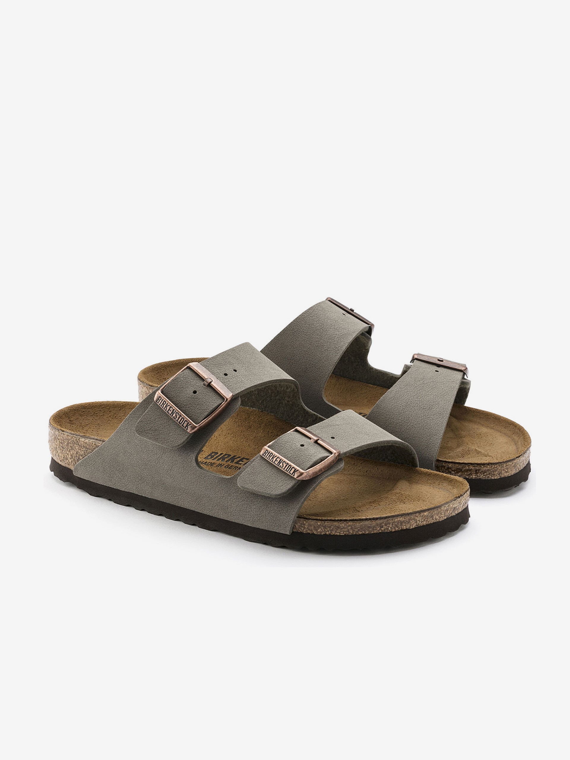 Birkenstock Arizona Birko-Flor Nubuck Grey Slides