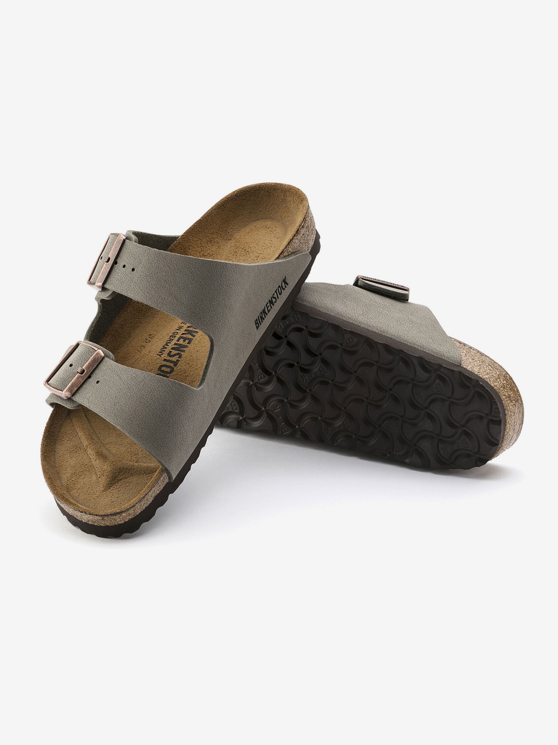 Birkenstock Arizona Birko-Flor Nubuck Grey Slides
