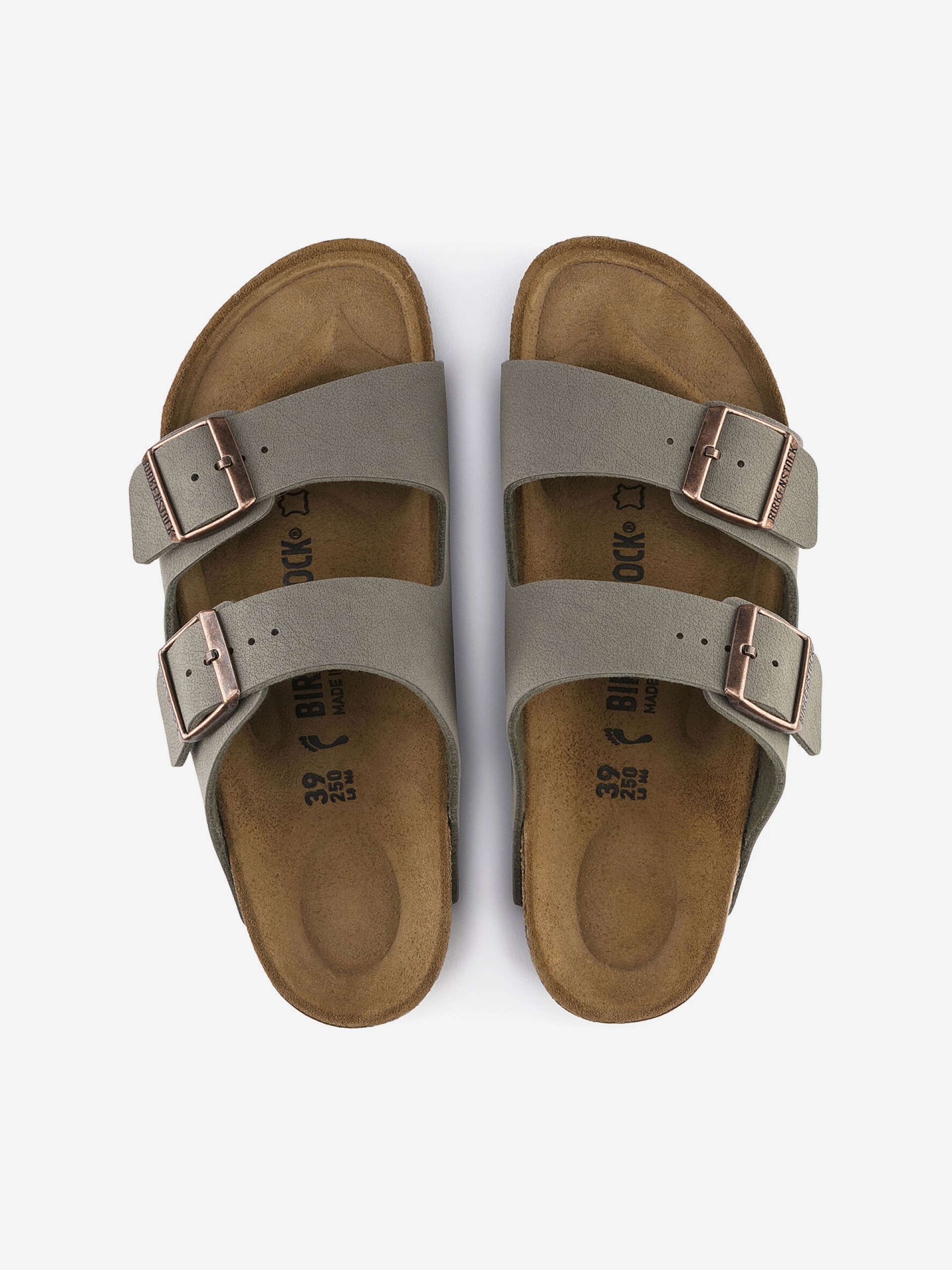 Birkenstock Arizona Birko-Flor Nubuck Grey Slides