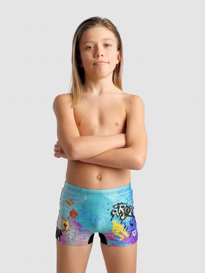 Arena Street Art Print Kids Swimming Shorts