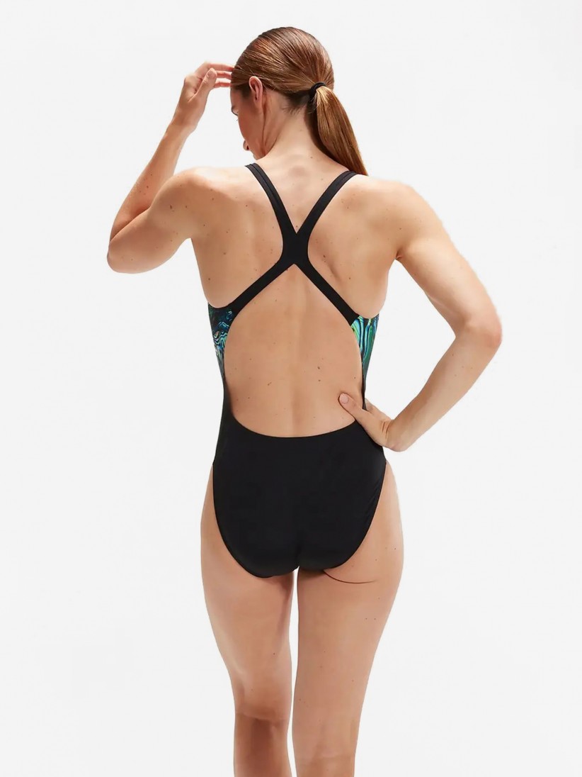Speedo Digital Placement Powerback Womens Swimsuit - Black – Start