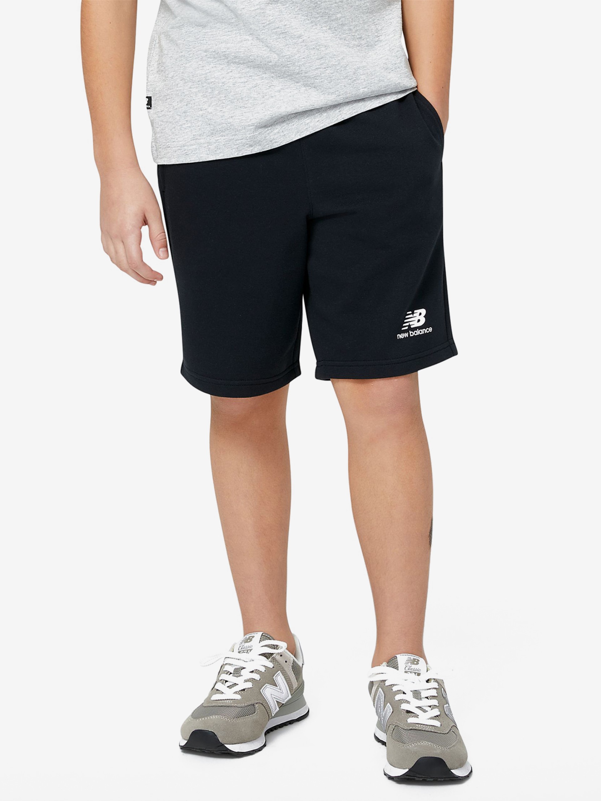 Calções New Balance Essentials Stacked Logo French Terry Kids