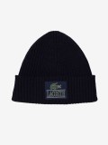 Lacoste Ribbed Wool Woven Patch Beanie
