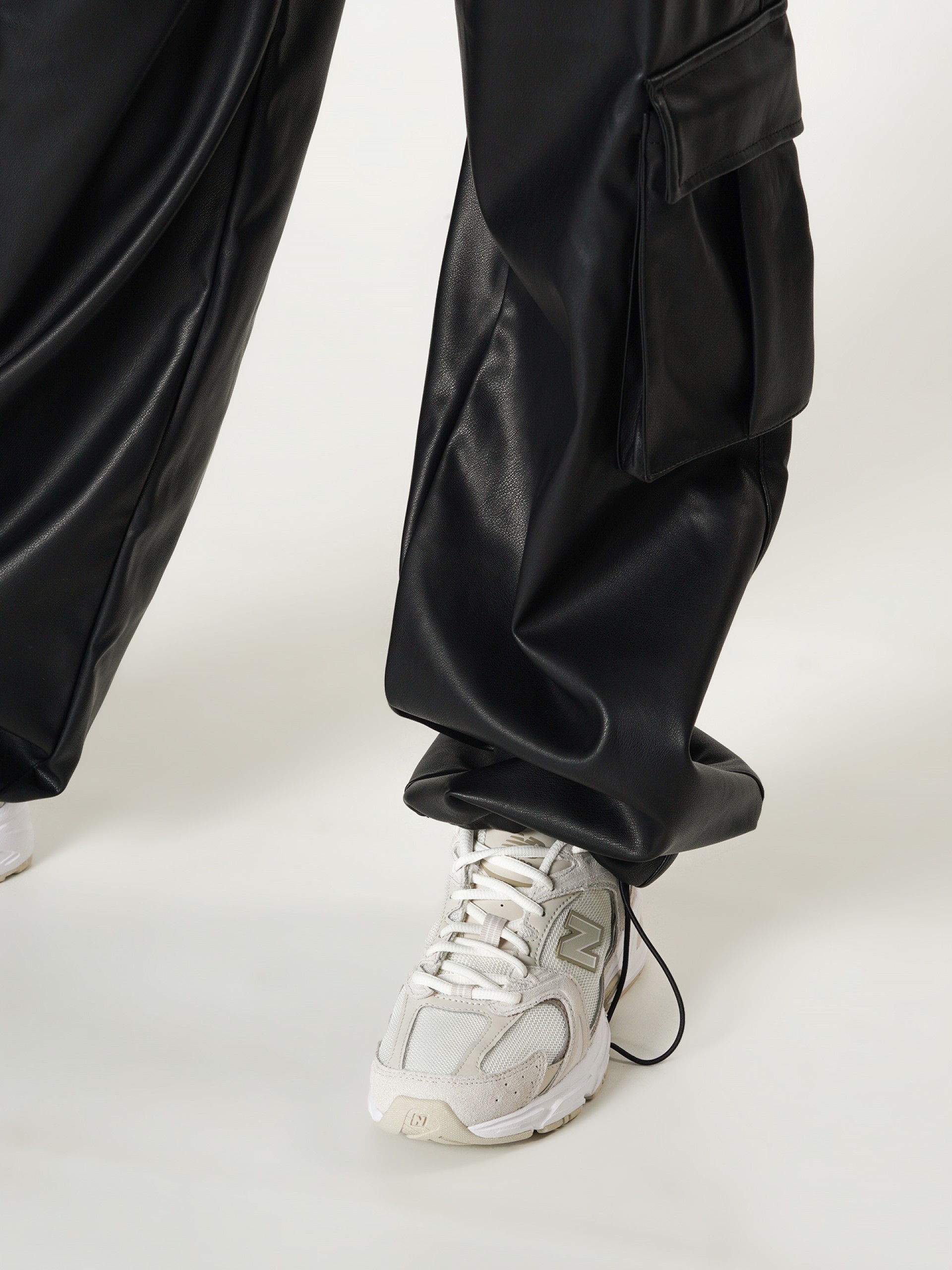 Calças Only Heidi Faux Leather Trackpants Otw