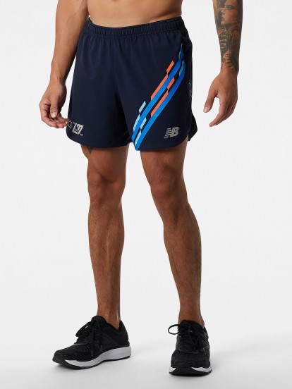 New Balance London Edition Graphic Impact Run 5 Inch Shorts