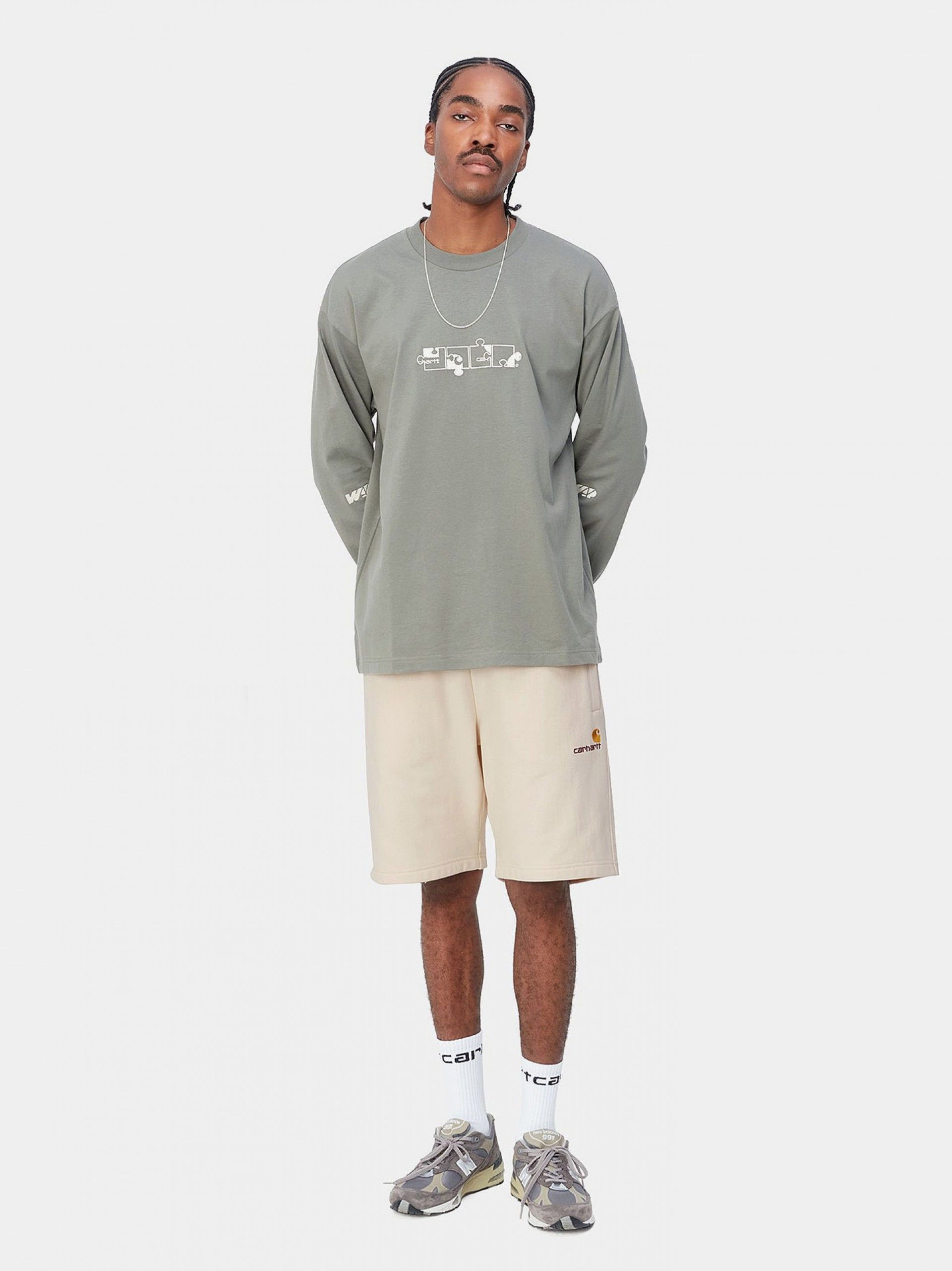 Pantalones Cortos Carhartt WIP American Script Beige