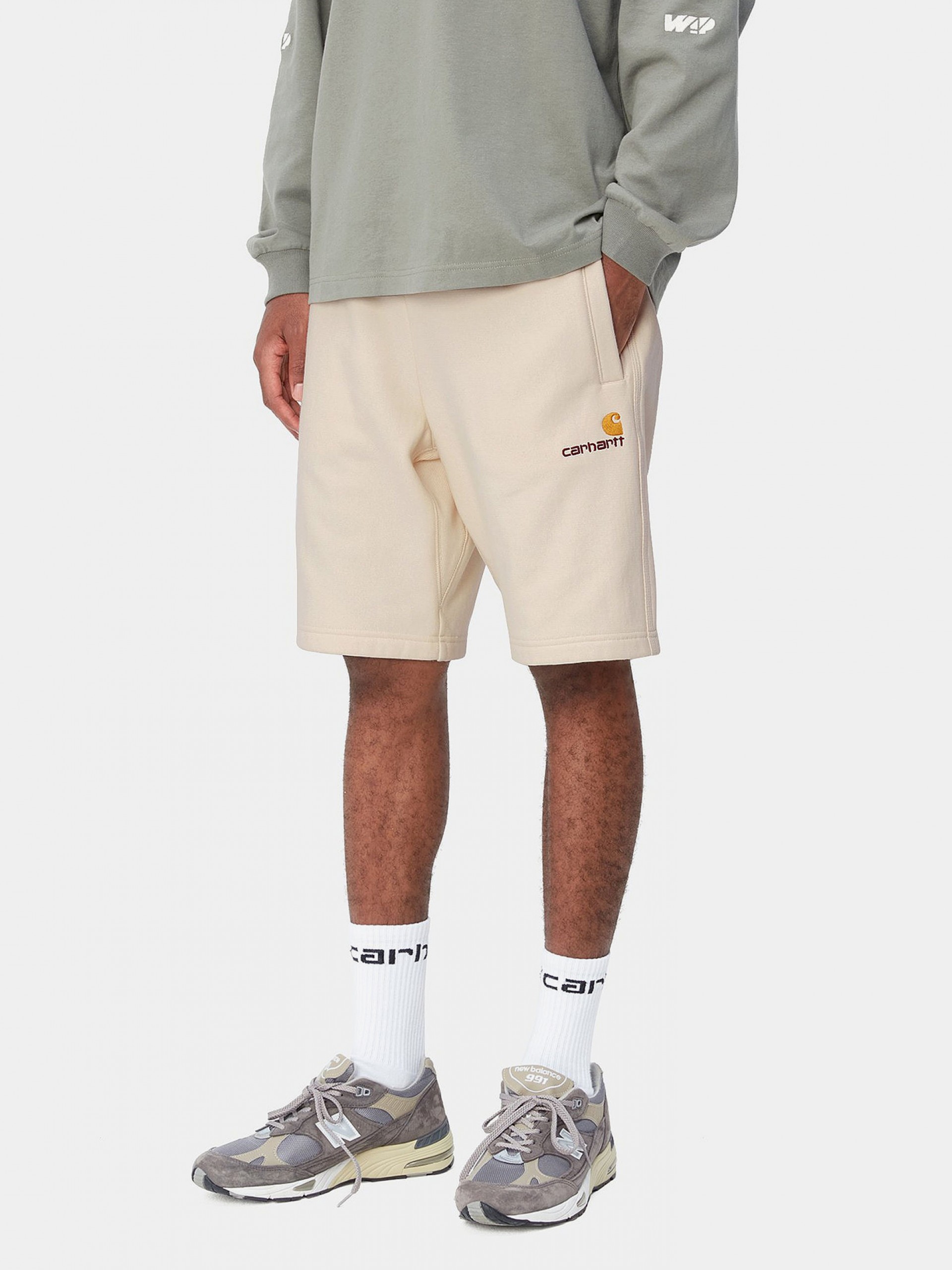 Pantalones Cortos Carhartt WIP American Script Beige