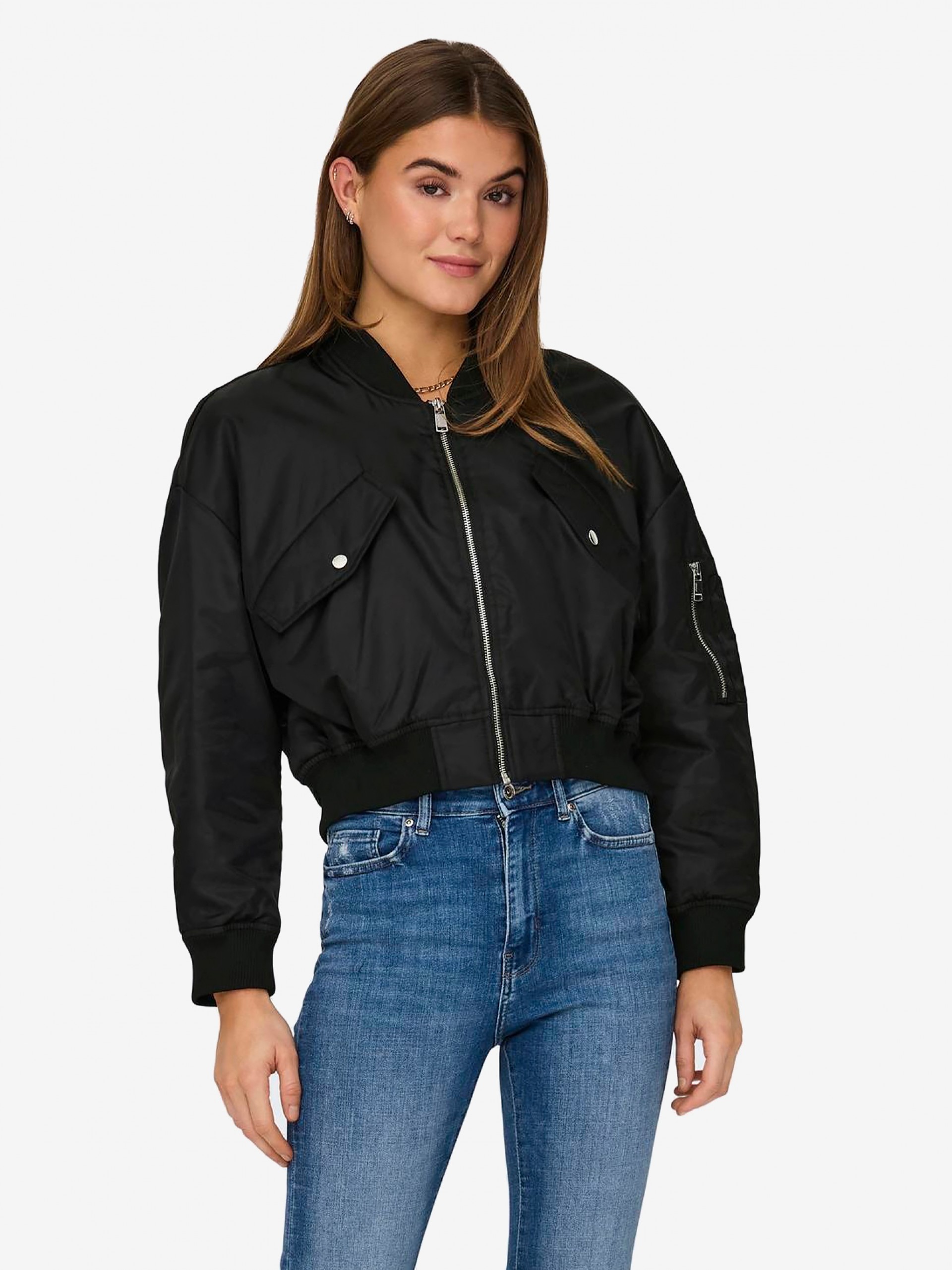 Only Baseball Ribbed Cuffs Short Bomber Jacket