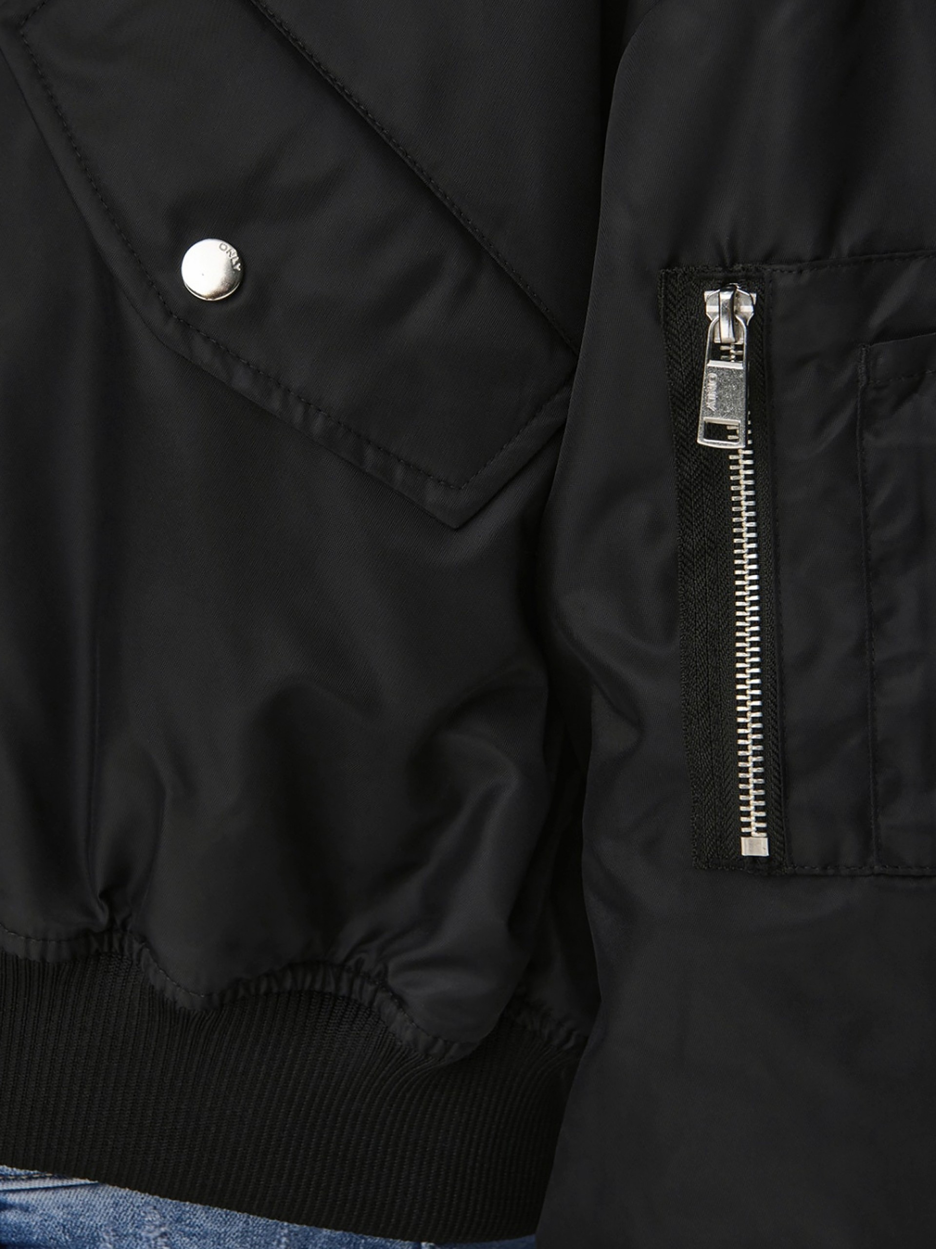 Only Baseball Ribbed Cuffs Short Bomber Jacket
