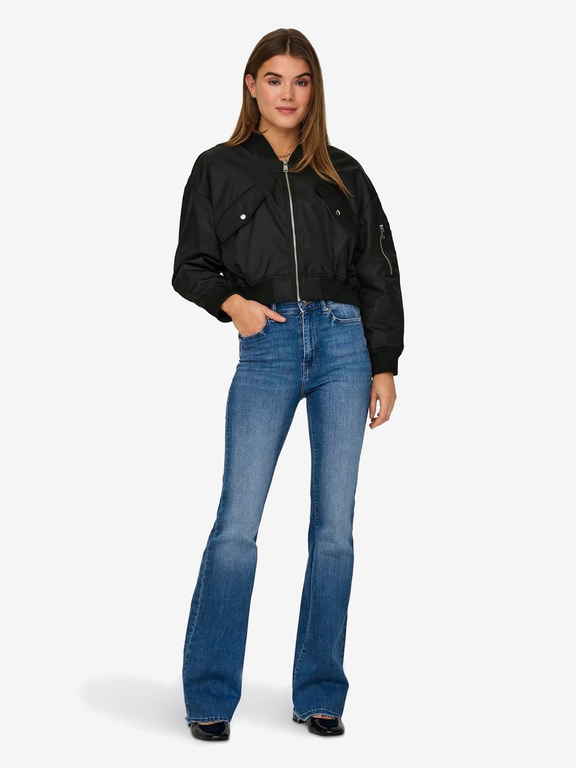 Only Baseball Ribbed Cuffs Short Bomber Jacket