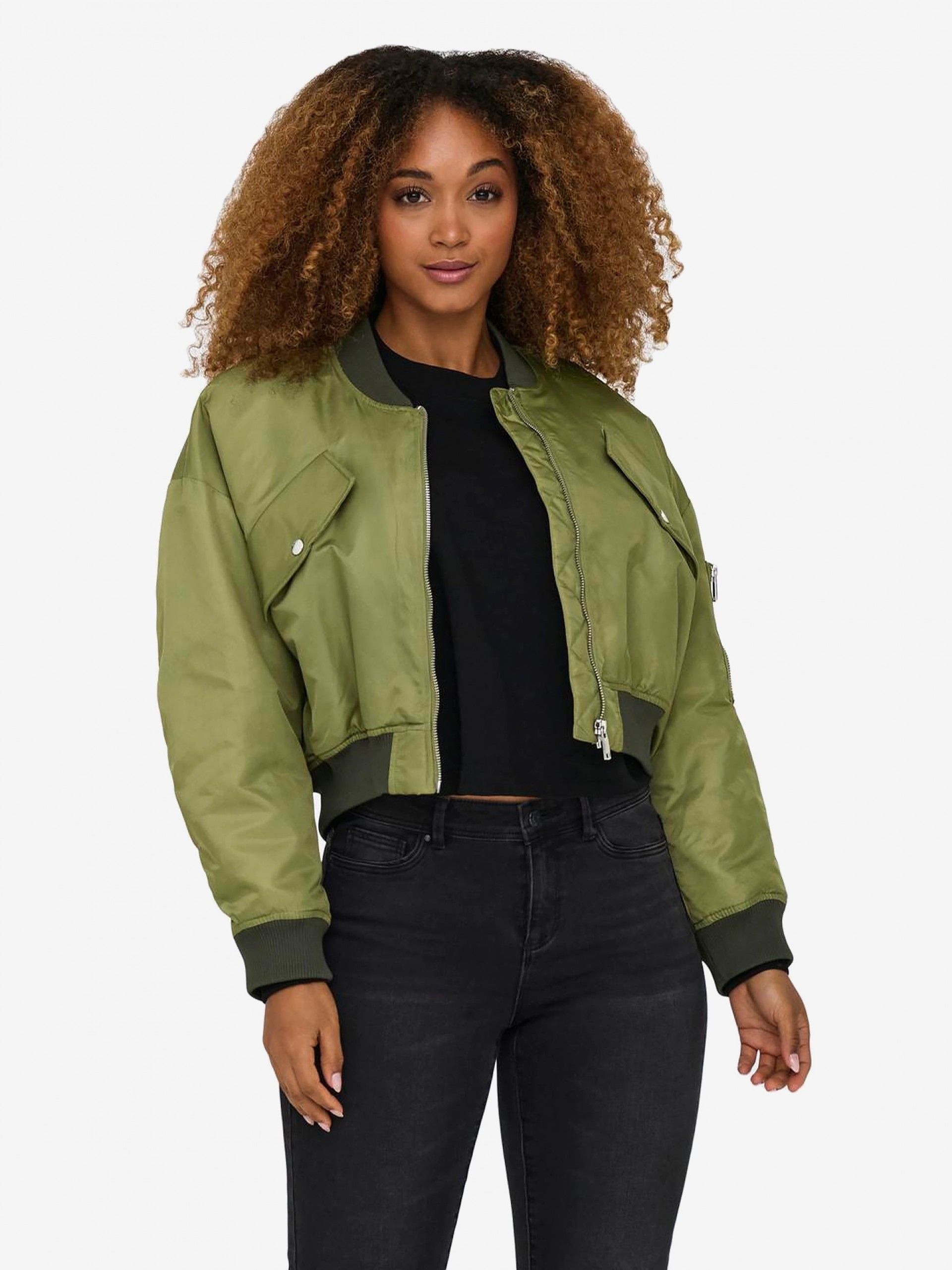 Chaqueta Only Baseball Ribbed Cuffs Short Bomber