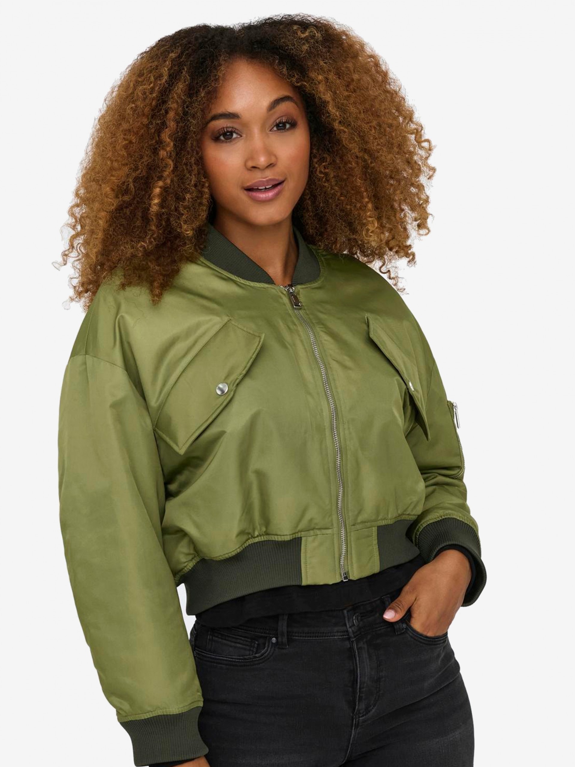 Chaqueta Only Baseball Ribbed Cuffs Short Bomber