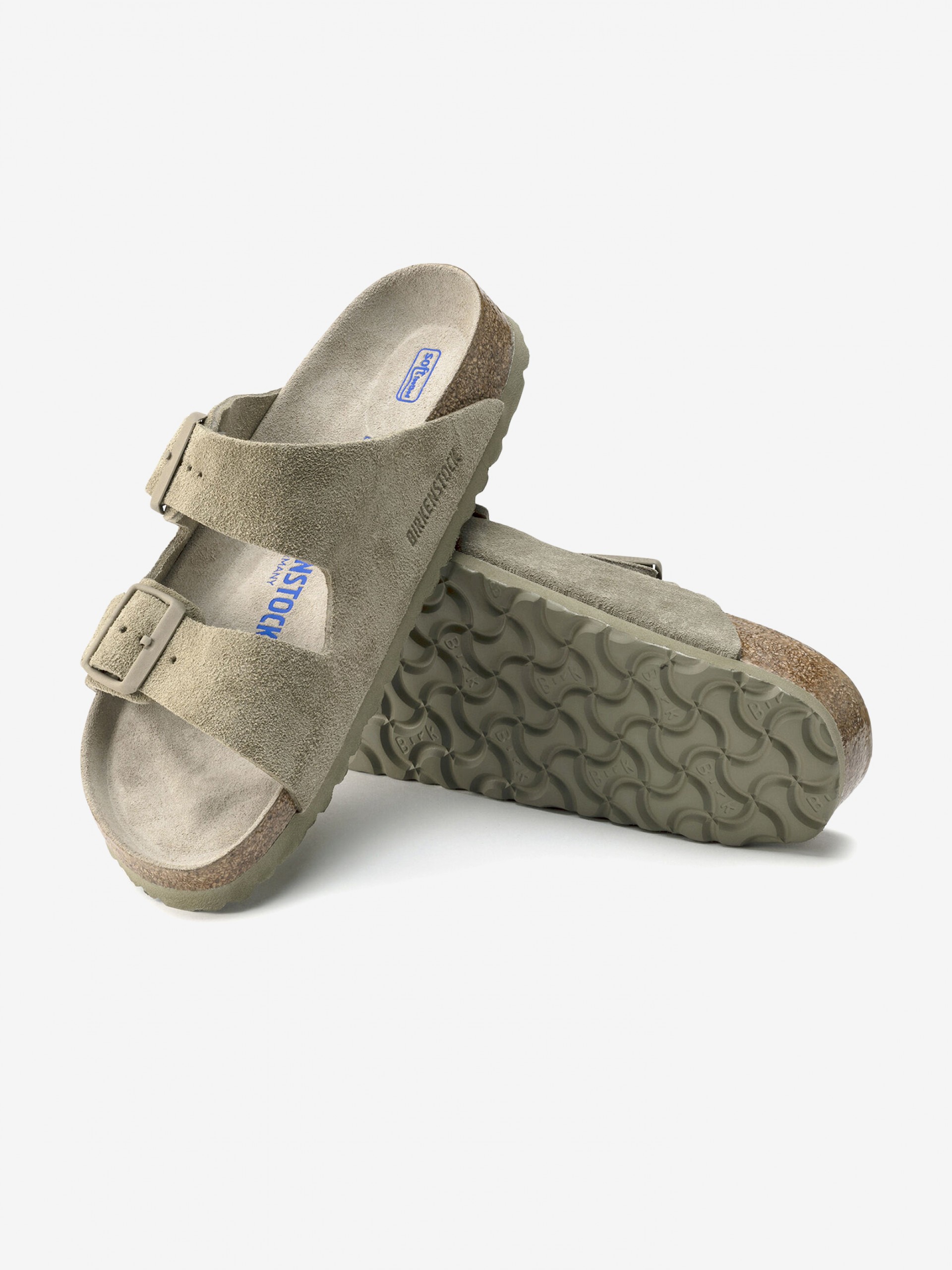 Birkenstock Arizona Soft Footbed Suede Green Slides