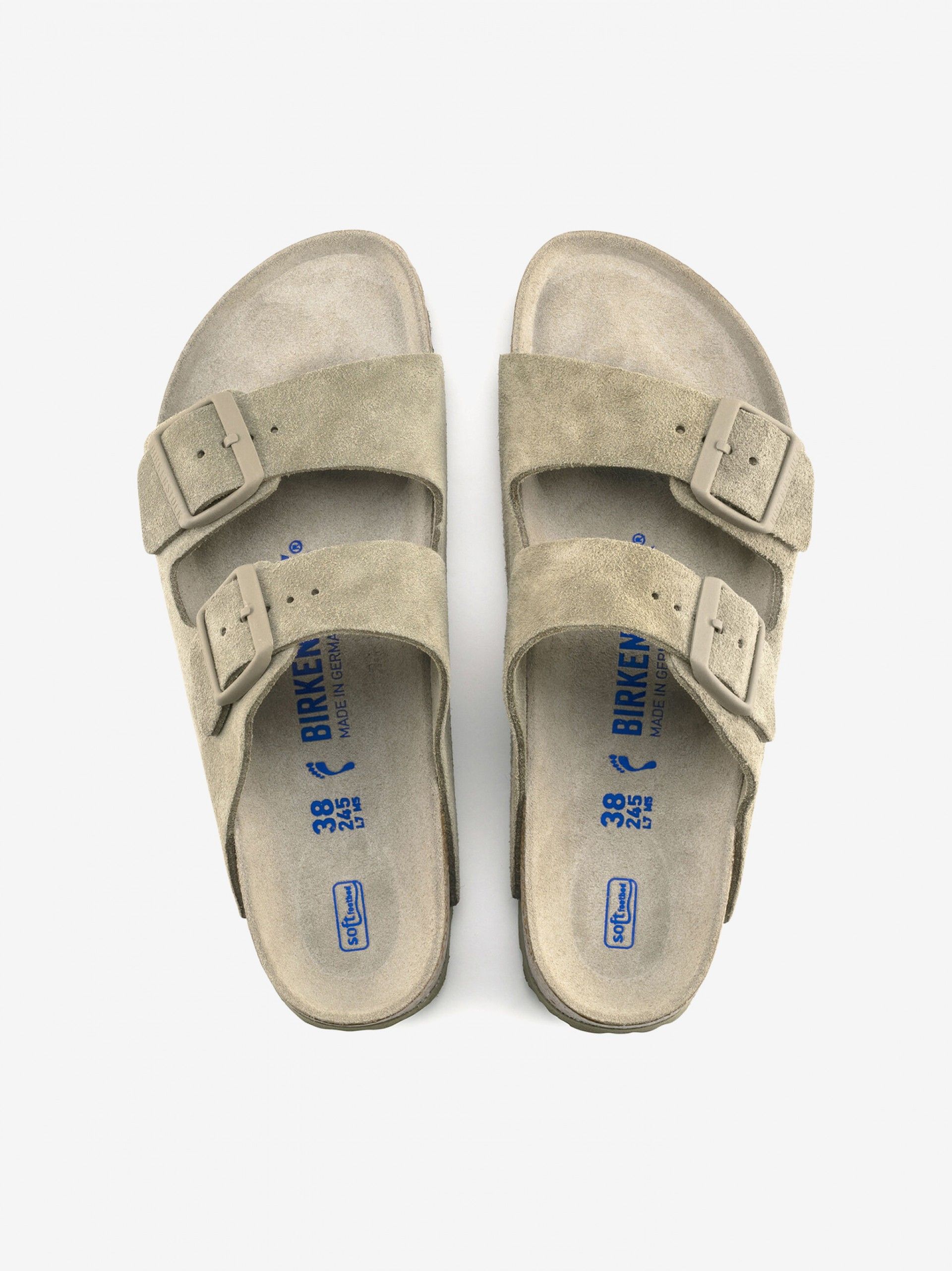 Birkenstock Arizona Soft Footbed Suede Green Slides