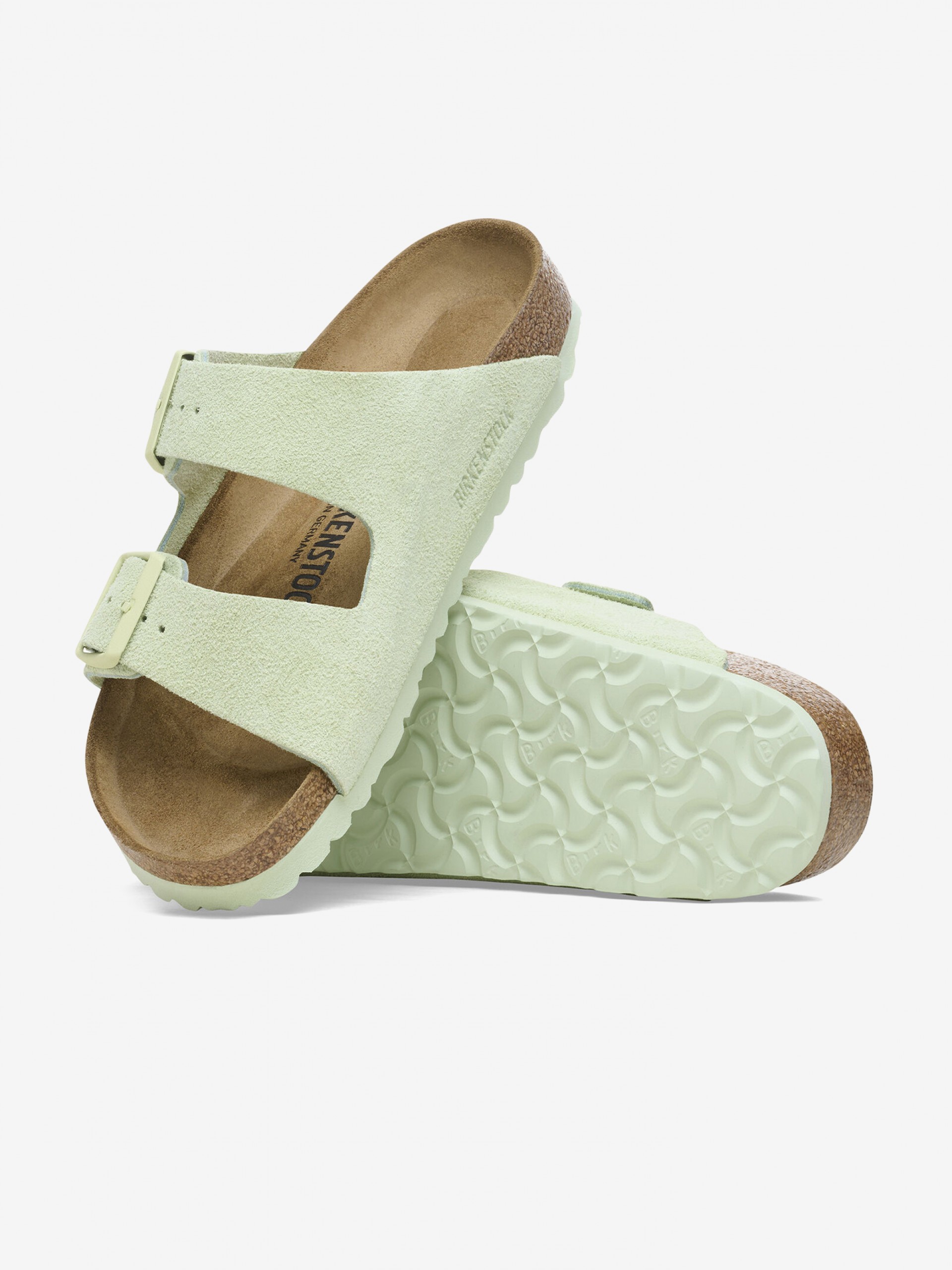 Chinelos Birkenstock Arizona Couro em Camurça Verdes