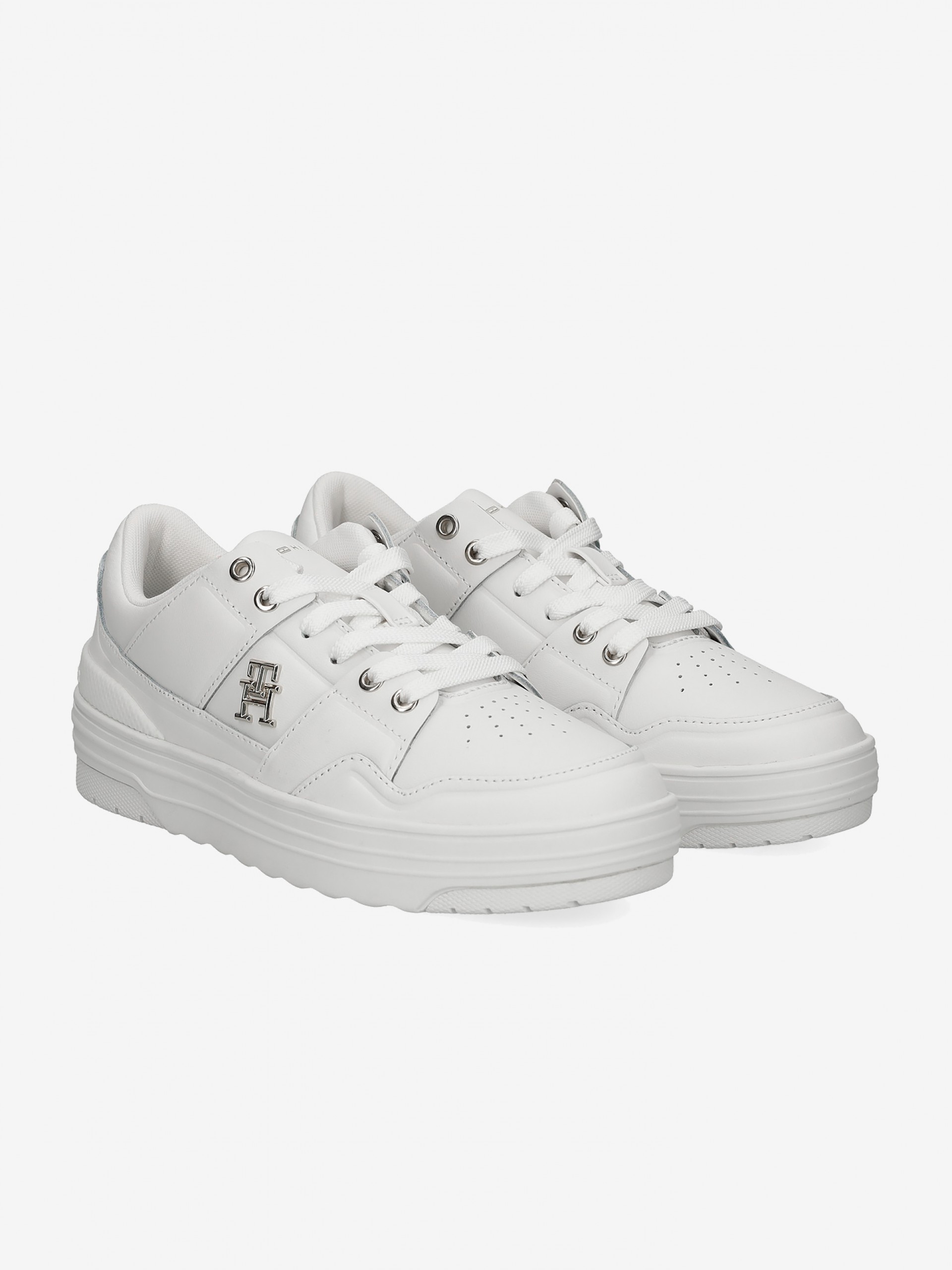 Tommy Hilfiger Leather Monogram Basketball Sneakers