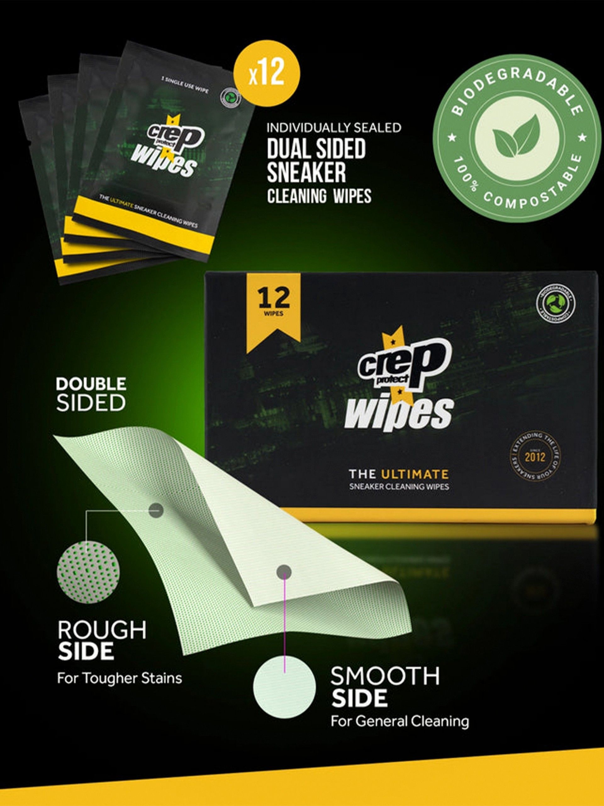 Toalhitas Crep Protect Wipes Green (12 Pack)