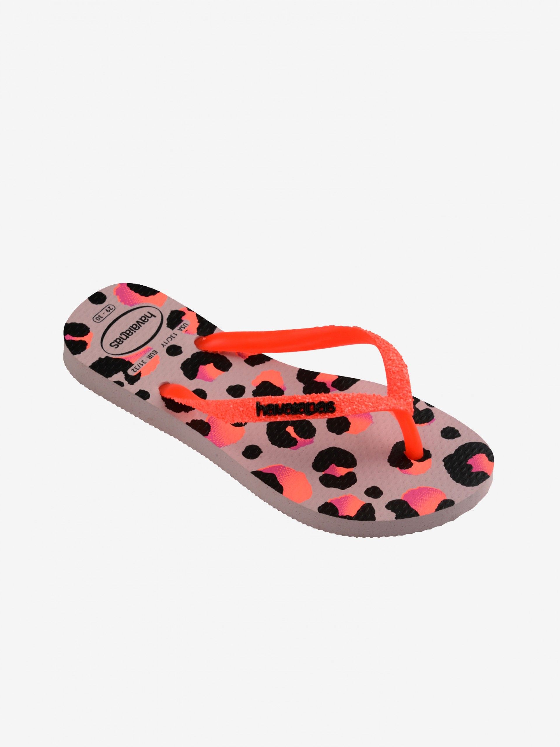 Chinelos Havaianas Slim Glitter Trendy Kids Padrão Leopardo