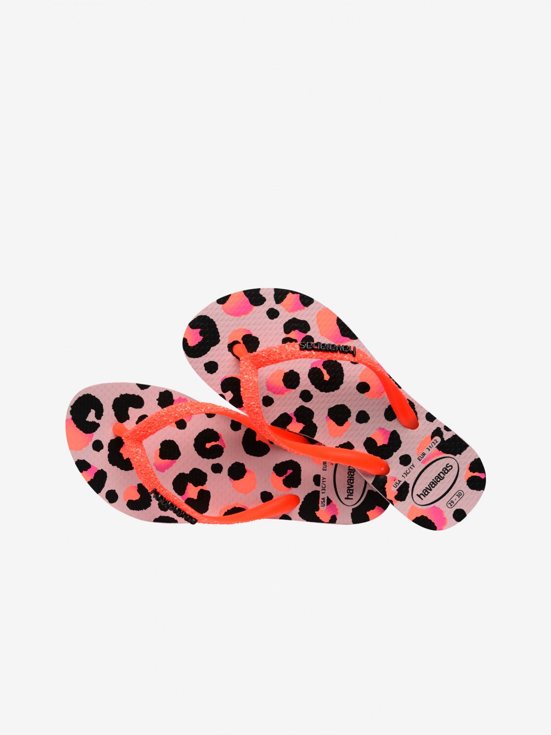 Chinelos Havaianas Slim Glitter Trendy Kids Padrão Leopardo